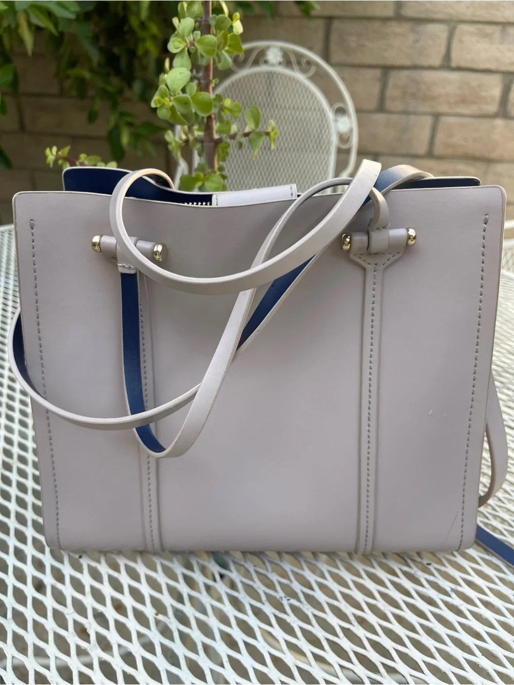 kate spade New York Taupe/Navy Tote